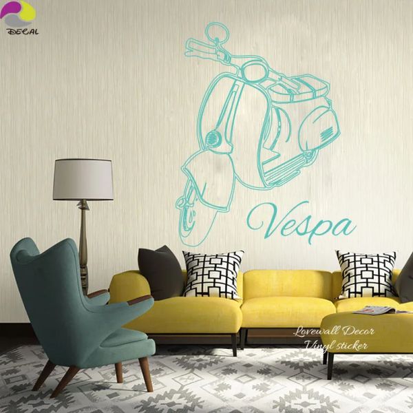 Pegatinas de Vespa Roma, pegatina de pared de vacaciones para dormitorio, Italia, motobike, calcomanía de pared para sala de estar, habitación de niños, decoración del hogar de vinilo