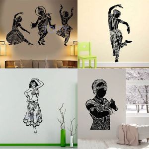 Stickers Vinyl Muurtattoo India Danser Devadasi Hindoe Vrouw Dansstudio Stickers Home Room Decor Verwijderbare muurschildering