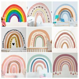 Stickers aquarel met de hand geschilderde regenboogsticker voor kinderkamer meisje prinses baby slaapkamer decor muurschildering self -adhesive pvc muur sticker cadeau