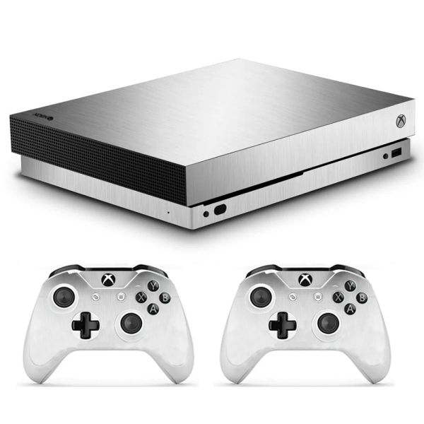 Autocollants blanc noir métal brossé Sticker Sticker Sticker pour Microsoft Xbox One X Console et contrôleurs Stickers Skin pour Xbox One Vinyle