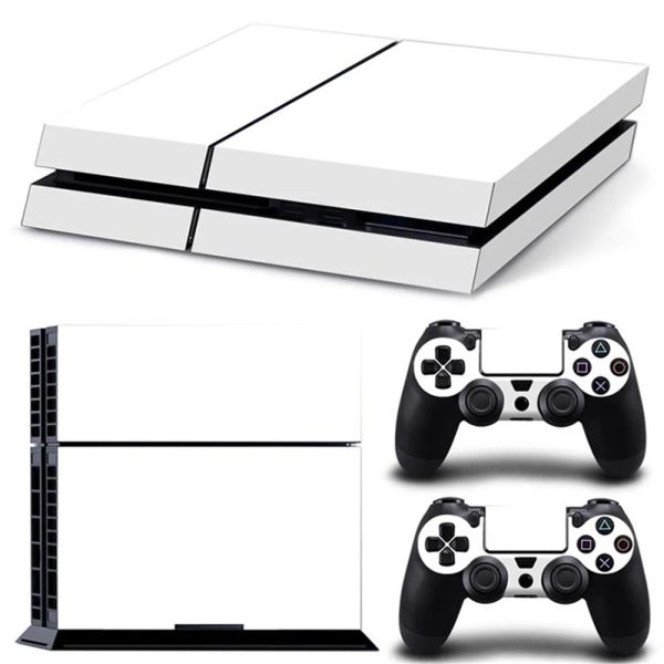 Autocollants Couleur blanche Nouveau contrôleur de conception Sticker Skin en vinyle pour PS4 Decal Skin Cover pour PS4 Console + 2PCS Contrôleur Protection Skins