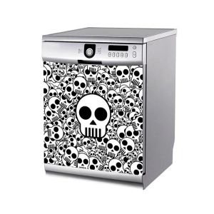 Autocollants en gros 3d Halloween Skull lave-vaisselle Réfrigérateur Freeze Autocollant Art Réfrigérateur Couvre de porte Papier peint de cuisine Stickers muraux