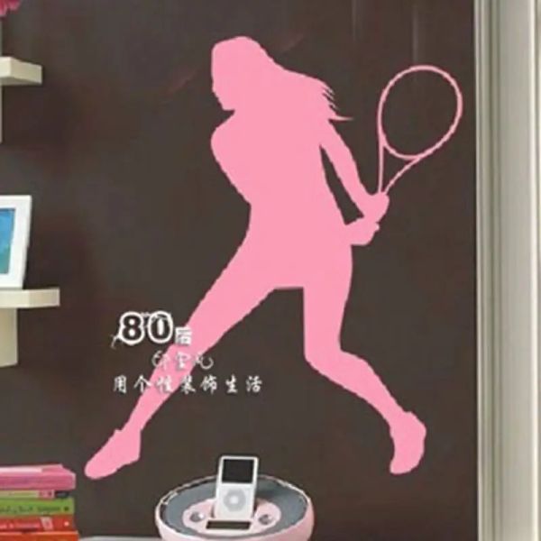 Autocollants muraux de Tennis pour femmes, autocollants muraux en vinyle pour fenêtre, affiches de nom de sport, décoration de maison, décalcomanie murale de voiture de Tennis