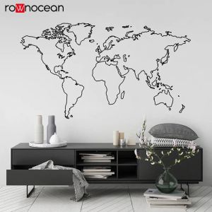 Stickers Wereldkaart Globe Outline Vinyl Wall Sticker Home Decor Woonkamer Verwijderbare muurschildering Slaapkamer Kantoor Stickers Large Wallpaper 3215