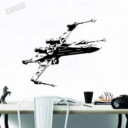 Autocollants muraux XWing Fighter, étiquette murale en vinyle, vaisseau spatial, décor artistique amovible, sparadrap muraux de décoration pour chambre d'adolescent, Y221