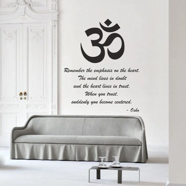 Autocollants YOGA méditation autocollant mural Om calligraphie symbole Osho citation inspirante vinyle sticker mural salon maison décorer A173