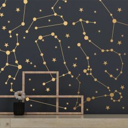 Pegatinas de vinilo de constelaciones del zodiaco para pared, calcomanías de estrellas para dormitorio de niño, decoración nórdica para habitación de bebé, pegatina DIY NR43