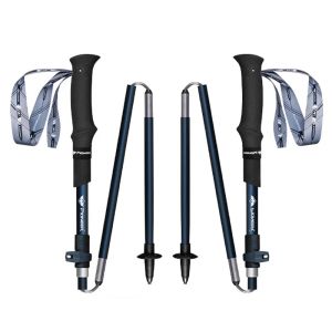 Bastones 1 ud./2 uds. Bastón plegable PIONEER, 5 secciones, 125 cm, fibra de carbono + muleta de aleación de aluminio para escalada, senderismo al aire libre