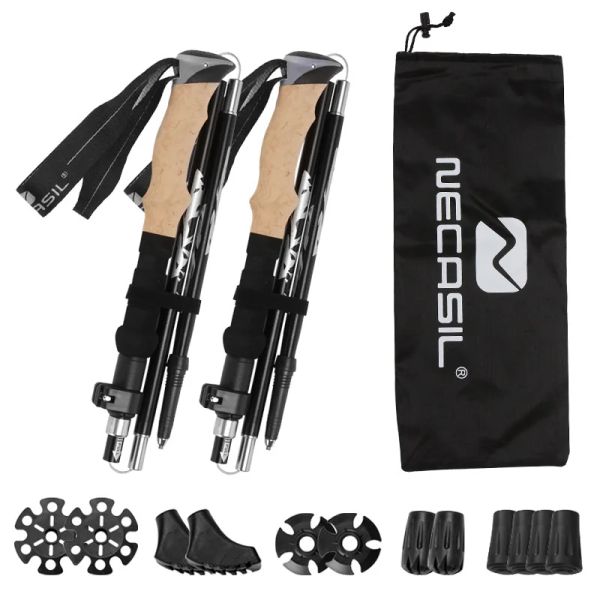 Sticks 2 pièces/ensemble bâton de marche ultraléger pour hommes femmes bâtons de randonnée pliage automatique multifonction Trekking pôle randonnée outil de survie
