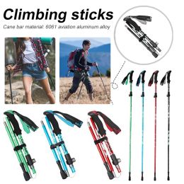 Sticks 5-delige opvouwbare multifunctionele trekkingstok Draagbare anti-shock Alpenstock sneeuwwandelstok Outdoor klimmen wandelstok