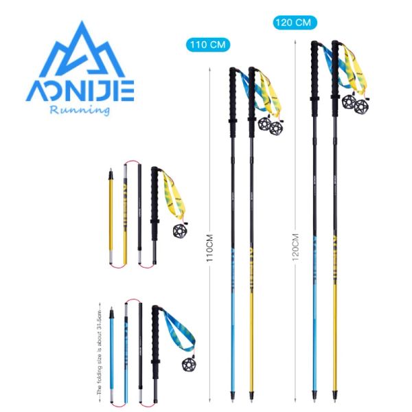 Sticks Aonijie E4201 E4210 Nouveau mpole pliant ultraléger Randonnée rapide Randonnée Polonais Race Running Walking Shock Stick Fibre de carbone