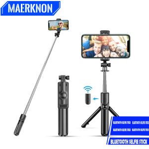 Sticks Bluetooth Selfie Trépied Trépied Portable Extensible Trépied Stand avec Wireless Wireless Remote Rotation Stabilizer pour tous les téléphones portables