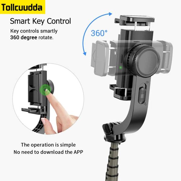 Sticks stabilisateur de cardan 360 ° rotation selfie trépied avec bluetooth sans fil à distance de téléphone portable du téléphone bilan automatique