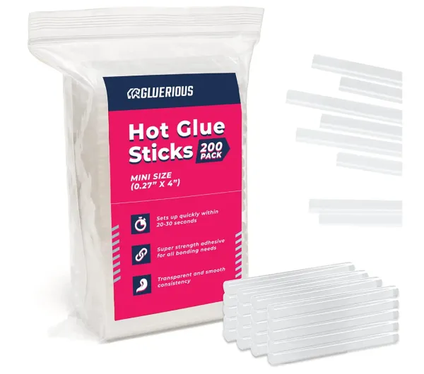 Sticks Gluerious Mini bâtons de colle chaude pour pistolet à colle, paquet en vrac de 200 pièces de 4