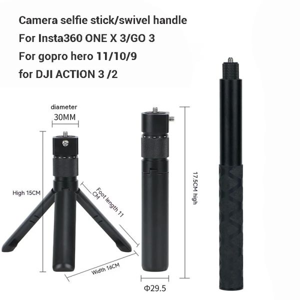 Sticks Invisible Selfie Stick pour DJI Pocket 3 / Insta 360 CAME UNIVERSEL SELTIE Stick Rotation Grip Action Camera Shooting Accessoire