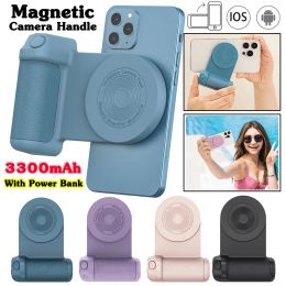 Stokt magnetische handheld selfie draadloze Bluetooth -booster grip stablozer houder telefoon sluiter voor magsafe draadloze lading power bank