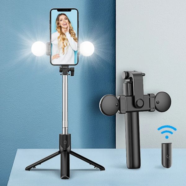 Sticks Mini Selfie Stick Ring Light Tripode Con Luz Lamp Para Movil LED PALO Extensible Bluetooth Celuar Lamparas anillo Statyw Téléphone
