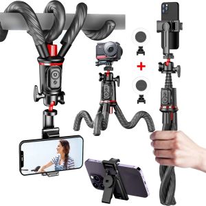 Sticks Mini Selfie Stick Trépied avec un support de téléphone flexible à la lumière amovible sans fil avec 1/4 vis pour la caméra de téléphone en direct