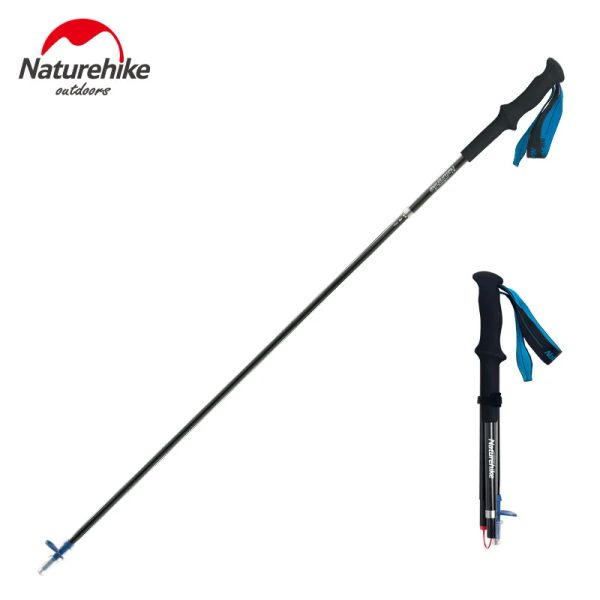 Sticks NatureHike Ultralight 4 Sections pliable randable Trekking Pole en carbone Fibre marche randonnée NH18D020Z