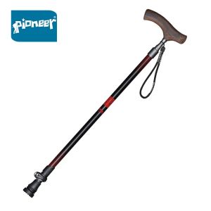 Stokken Pioneer Wandelstok voor ouderen Aluminium Quick Lock Ultralight Antislip Kruk Trekking Wenge Houten handvat Rietstokken 1 stuks