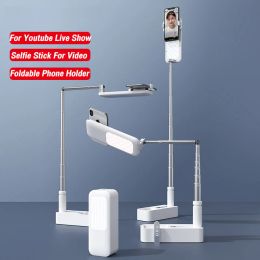 Sticks Selfie Stand portátil portátil portátiles retráctiles inalámbrico bluetooth en vivo transmisión de video soporte de selfie led de led de selfie dimmable Luz