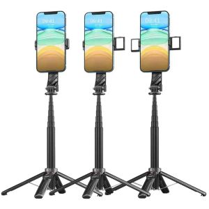 Sticks Selfie Stick Tripod Camera Telefoon Statief stand met draadloos externe vulling Licht verlengbare telefoon Statief oplaadbaar statief