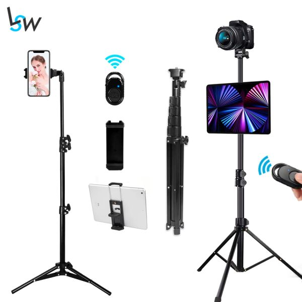 Sticks Selfie Stick Trípode Teléfono móvil Soporte con Bluetooth Remote 1/4 Tornillo para iPhone iPad tableta Lámpara de anillo de cámara