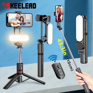 Trépied Sticks Selfie Stick avec 3 couleurs Remplissez un trépied pliable léger avec une télécommande sans fil Bluetooth pour le smartphone Xiaomi iPhone Samsung