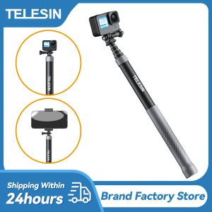 Sticks Telesin 120 cm koolstofvezel monopod selfie stick uitsteekbaar met 1/4 schroef voor GoPro Hero 12 11 10 9 Insta360 Osmo Action Camera