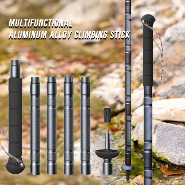 Bastones bastón de senderismo bastones multifuncionales de aluminio nuevo bastón plegable para acampar al aire libre senderismo ajustable ultraligero Alpenstock