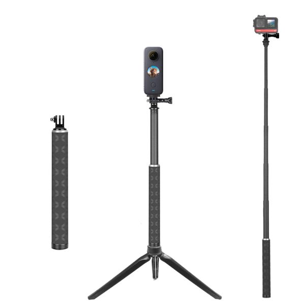 Sticks Tuyu 90cm en fibre de carbone trépied de bâton de selfie le plus léger pour GoPro Max Hero 9 6 7 8 pour DJI OSMO INSTA360 ONER X2 ACCESSOIRES DE CAME