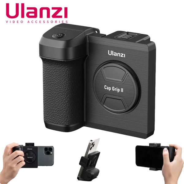 Sticks Ulanzi Capgrip II Smartphone Handheld Handheld Selfie Hand Grip Bluetooth Remote Téléphone Téléphone pour iPhone Android Phone