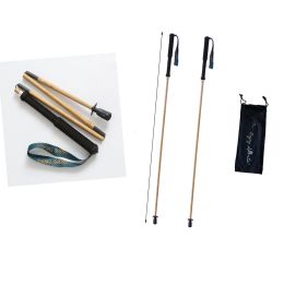 Sticks Bâtons de randonnée ultralégers bambou enveloppé de carbone 100% pliant ultraléger 5 sections randonnée Trekking bâtons de marche de voyage portables