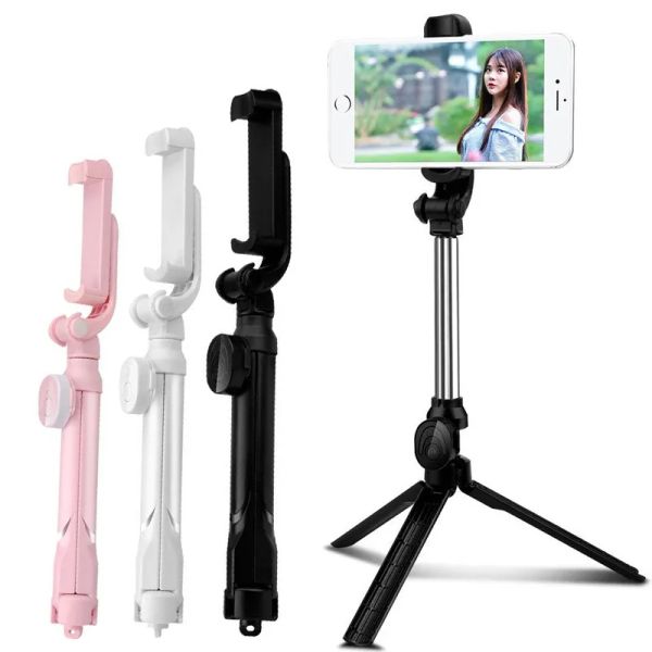 Palos Universal inalámbrico Bluetooth Selfie Stick trípode para iPhone Samsung Huawei Xiaomi teléfono móvil Selfie Stick obturador 360 giratorio