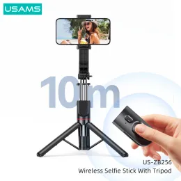 Sticks USAMS Portable Portable Wireless Bluetooth Selfie Stick avec Tripod Shutter Remote Control pour iPhone Huawei Android Smartphone