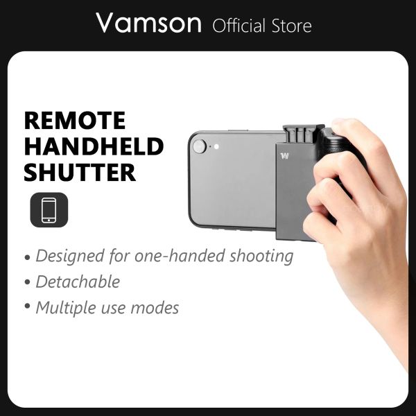 Sticks Vamson pour iPhone Camera Grip Wireless Bluetooth Bluetooth Remote Handheld Téléphone Shutter Selfie Booster Stabilizer Stabilizer pour smartphone