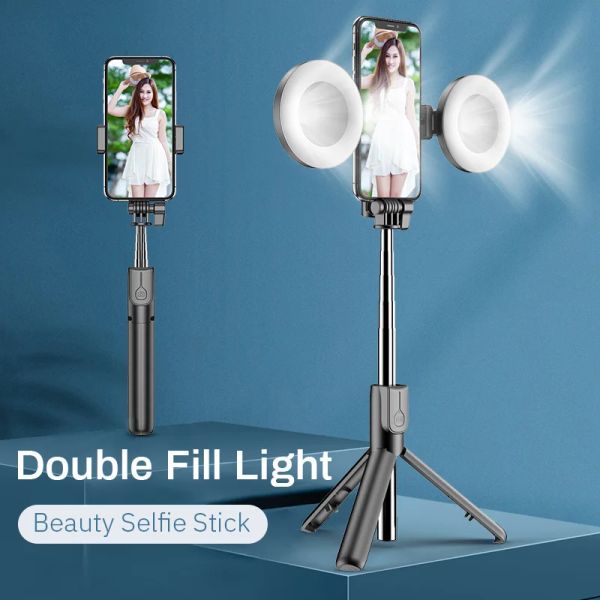 Sticks Bluetooth compatible Stick Selfie avec un trépied pliable à anneau LED monopode pour iPhone pour le trépied Android Live