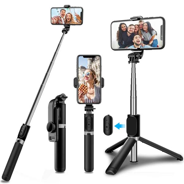 Sticks Wireless Selfie Tripod Tripod Roldable Monopod Universal Haters pour Xiaomi Mi Redmi Huawei Honor iPhone 11 Samsung GoPro Go Pro 9