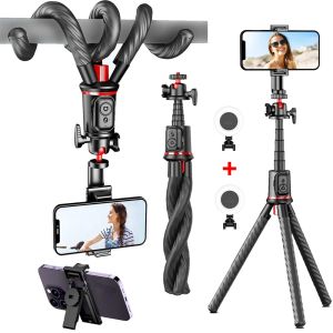 Sticks Trépied de bâton de selfie sans fil pour support de téléphone mobile 1/4 vis amovible Light Wireless Remote flexible Trépied pour la caméra du téléphone