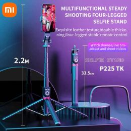 Sticks Xiaomi Bluetooth Selfie Stick 2.2m Trépied Camera Stick avec télécommande pour la photographie de selfie en direct avec lumière de remplissage