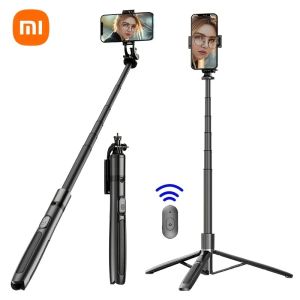 Sticks Xiaomi Q12 Wireless Bluetooth Selfie Stick Tripod Roldable Monopod avec lumière de remplissage pour le smartphone de caméra de mouvement GoPro Smartphone