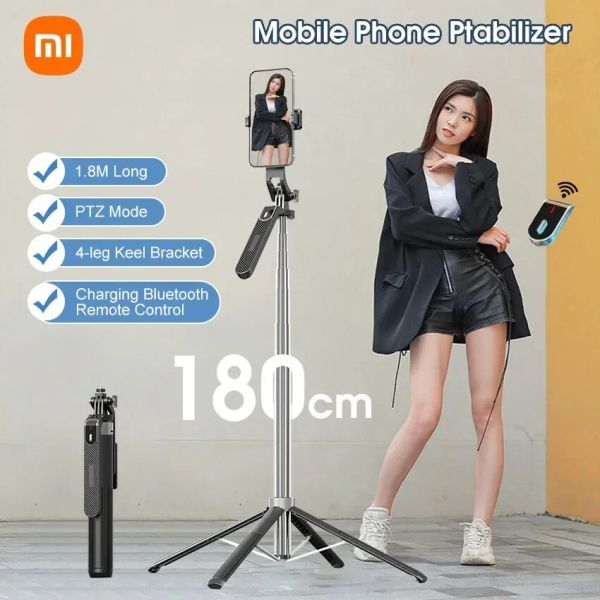 Sticks Xiaomi Selfie Stick1.8m Pantilt Antishaking Camera Stabilising Automatic Balance Selfie Stick Trépied avec télécommande Bluetooth