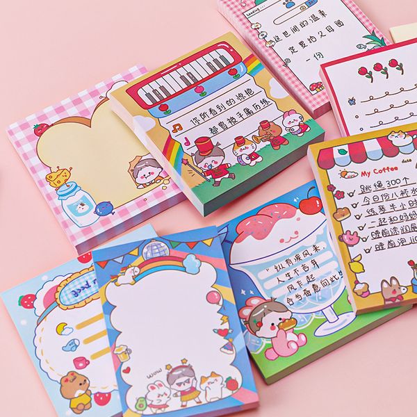 Notes autocollantes Bloc-notes Bloc-notes auto-adhésifs Lapin Animal Party Dream Girl's Heart School Office Gifts Cute Bear papeterie shop 50 feuilles 3,13 pouces auto-adhésives