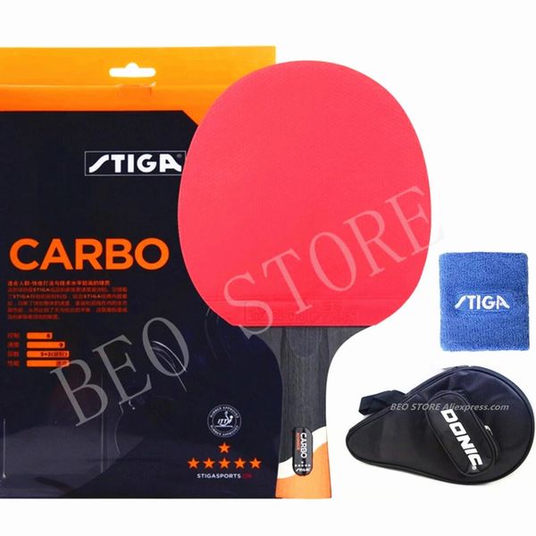 STIGA 6 étoiles raquette Offensive professionnelle boutons de carbone en caoutchouc raquettes de Tennis de Table Stiga originales Ping Pong Paddle Bat 240123