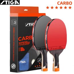 STIGA CARBO 6 Star Tafeltennisracket 52 Carbon Pingpongpeddel voor geavanceerde snelle aanval Beide zijden Niet-plakkerige rubbers 240323