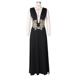 Vestido de Club nocturno con apliques florales de Stigende, vestidos para ocasiones especiales con escote en V profundo para mujer, vestido de fiesta de cóctel de boda con abertura alta