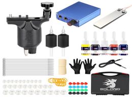 Stigma 2018 Nieuwe Complete Professionele Tattoo Machine Kit Sets 1 Roterende Machines voor Body Art 5 Kleur Inkten MK648 Voeding8264973