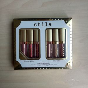 Stila 6 stks oog voor elegantie vloeibare schaduw set make-up oogschaduw lipstick lip glanst palet door DHL