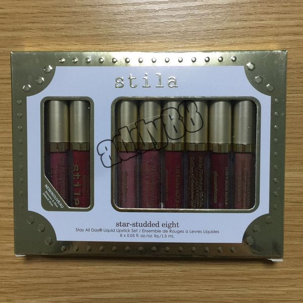 Stila maquillaje mate Velvet Lipgloss Star Standed Ocho estancia durante todo el día Líquido de labios Lipglosa de labios Lipglicks Lipsticks 8pcs/set