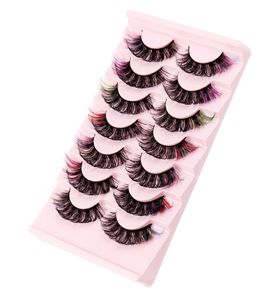 Extensions de cils colorés épais multicouches naturellement doux vaporeux faits à la main faux cils moelleux réutilisables avec lumière de couleur cils à bande complète flexible DHL